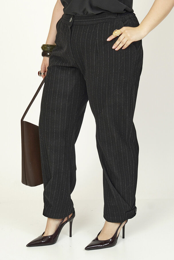 PINSTRIPE WOOL BLEND TROUSERS