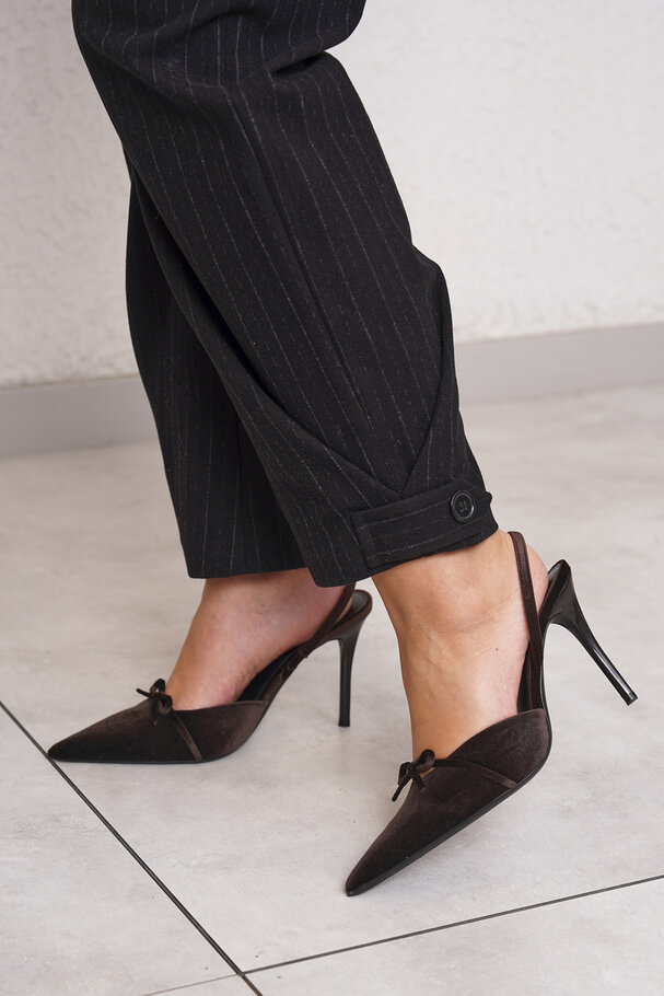PINSTRIPE WOOL BLEND TROUSERS