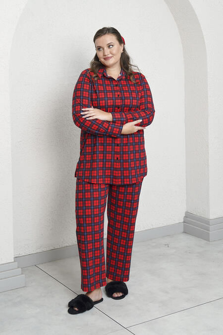 Büyük Moda - PLAID COTTON PYJAMA SET
