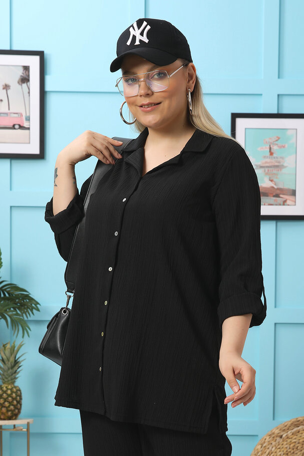 PLEATED TEXTURED TOP AND BOTTOM SET