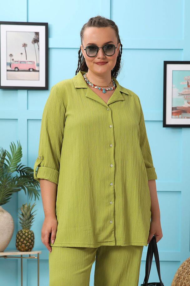 PLEATED TEXTURED TOP AND BOTTOM SET