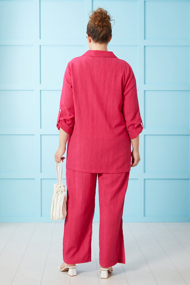 PLEATED TEXTURED TOP AND BOTTOM SET