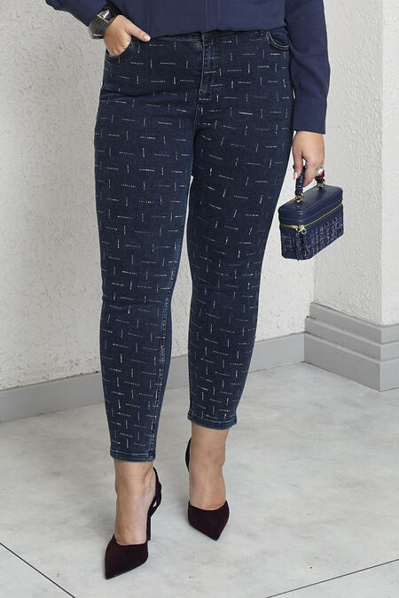 Büyük Moda - PLUS RHINESTONE PRINT SKINNY JEANS (1)