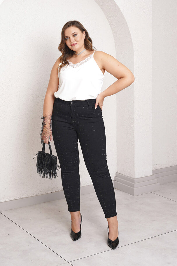 PLUS RHINESTONE PRINT SKINNY JEANS