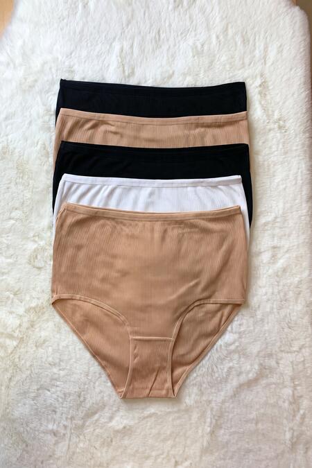 Büyük Moda - 5-PACK BASIC RIBBED COTTON PANTIES (1)