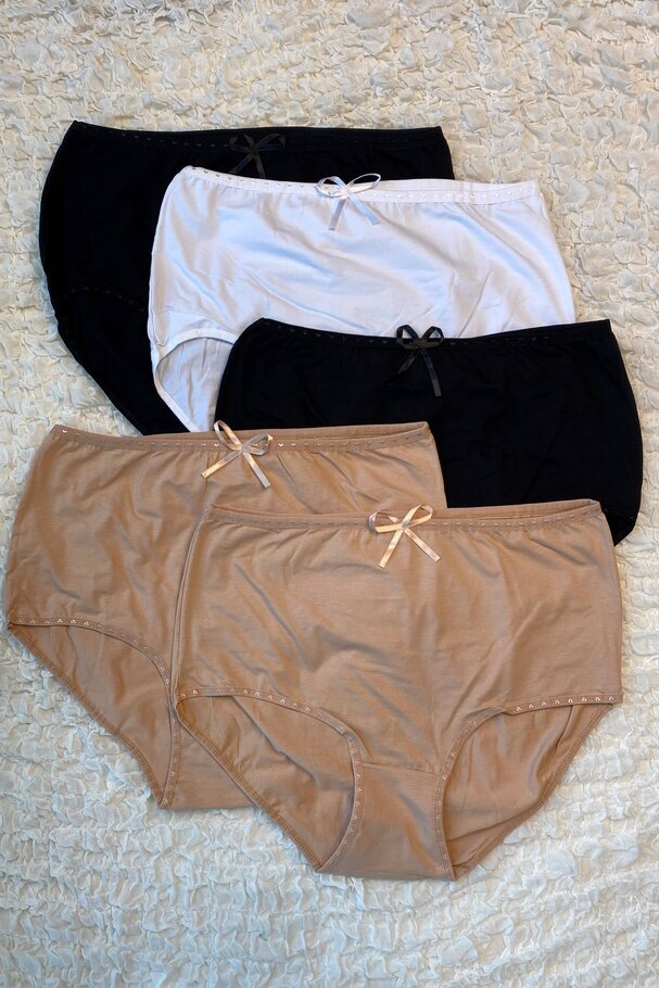 5-PACK BOW AND HEART DETAIL COTTON PANTIES