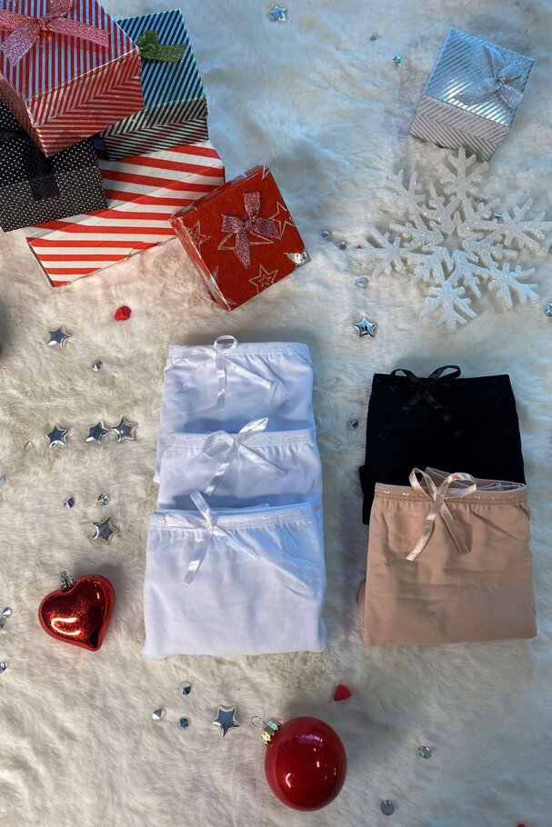 5-PACK BOW AND HEART DETAIL COTTON PANTIES