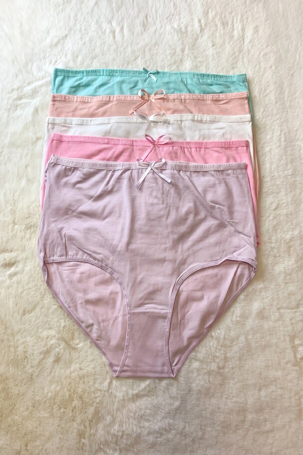 5-PACK BOW AND HEART DETAIL COTTON PANTIES
