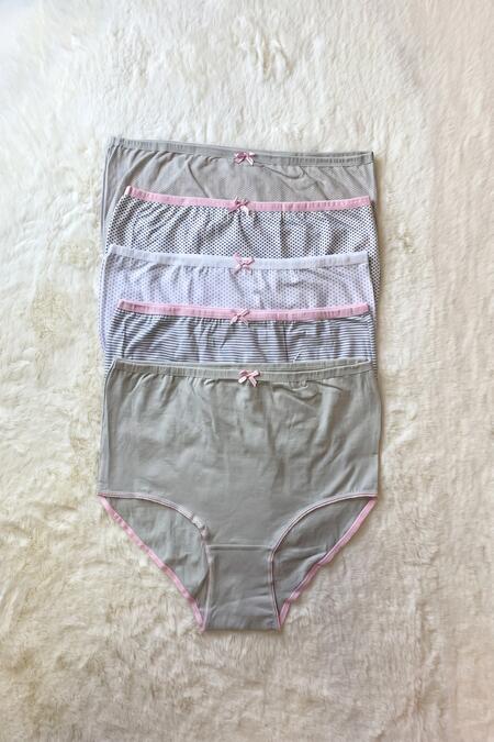 Büyük Moda - 5-PACK BOW DETAIL PRINTED COTTON PANTIES (1)