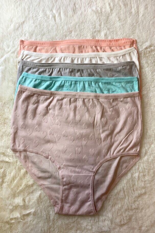 5-PACK HEART PRINT COTTON PANTIES
