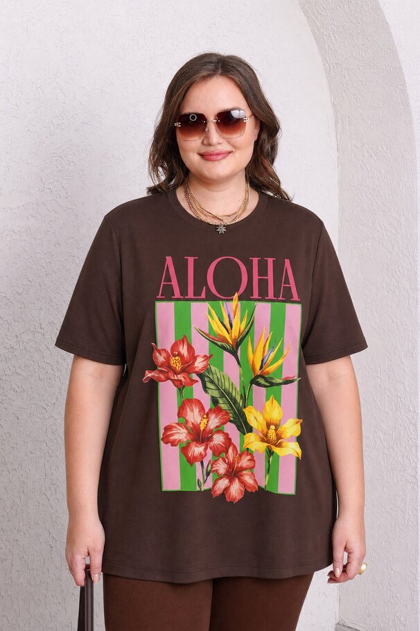 ALOHA PRINT COTTON T-SHIRT