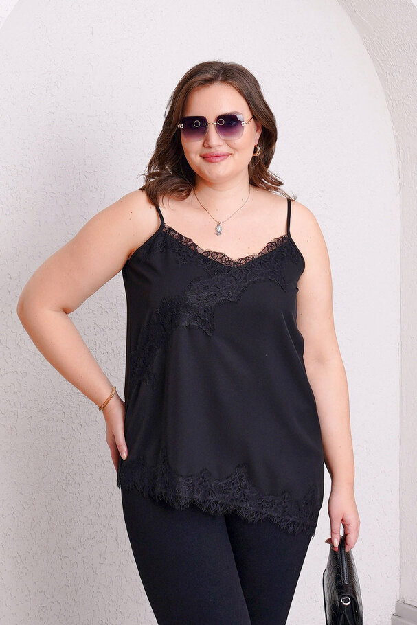 ASYMMETRIC LACE DETAIL CAMISOLE BLOUSE