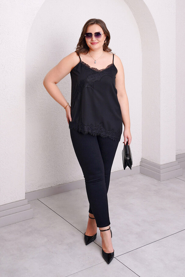 ASYMMETRIC LACE DETAIL CAMISOLE BLOUSE