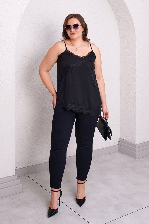 ASYMMETRIC LACE DETAIL CAMISOLE BLOUSE