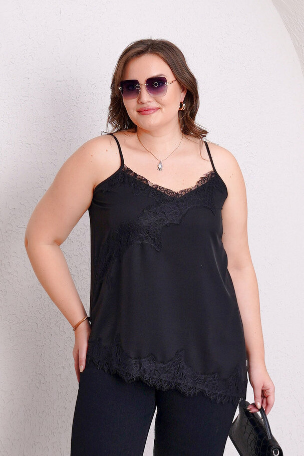 ASYMMETRIC LACE DETAIL CAMISOLE BLOUSE