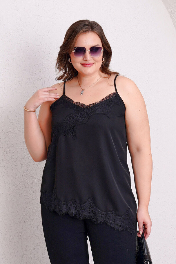 ASYMMETRIC LACE DETAIL CAMISOLE BLOUSE