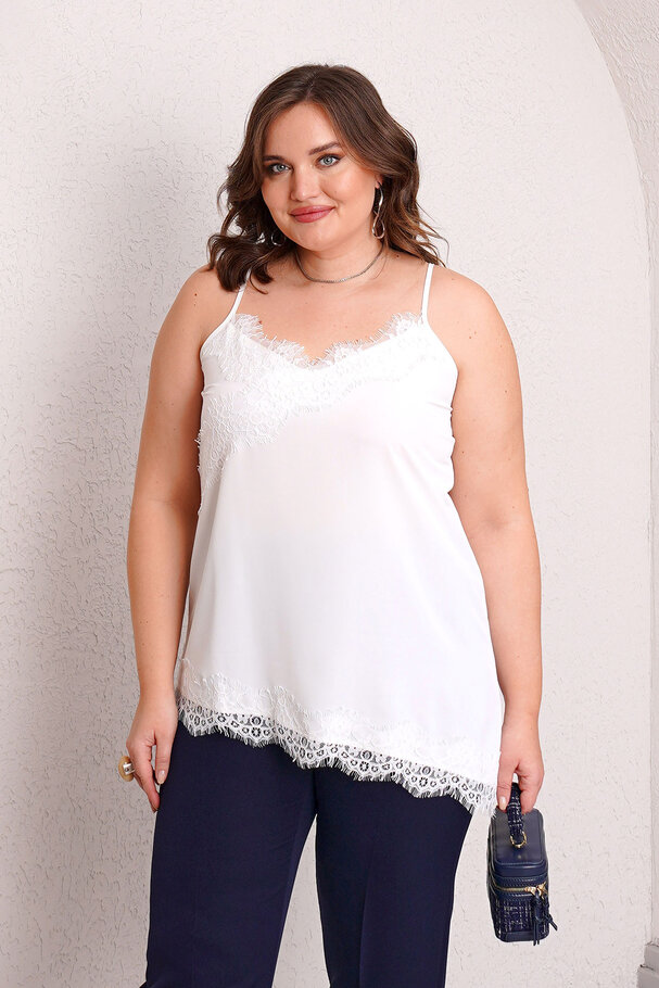ASYMMETRIC LACE DETAIL CAMISOLE BLOUSE