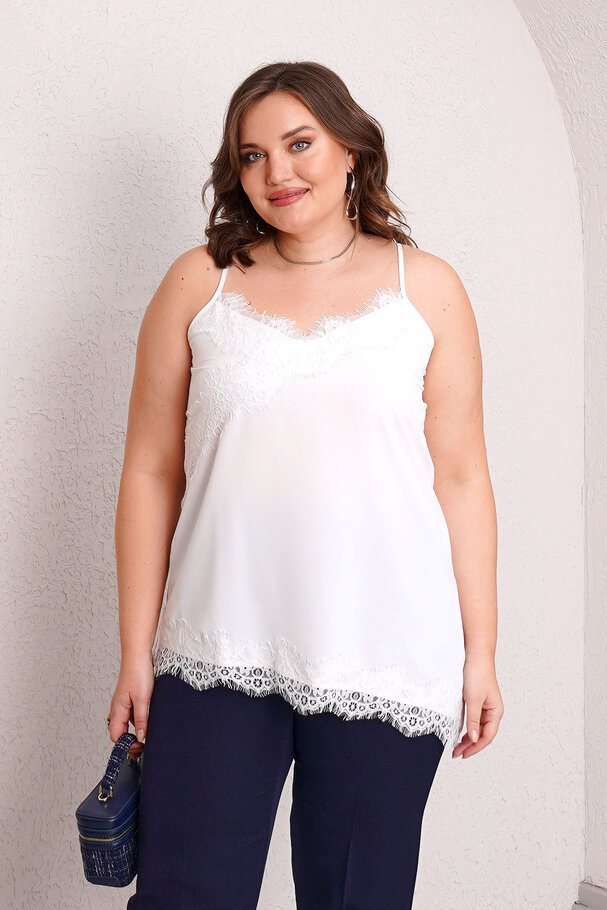 ASYMMETRIC LACE DETAIL CAMISOLE BLOUSE
