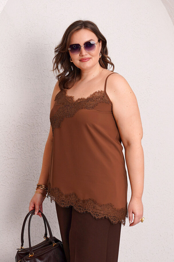 ASYMMETRIC LACE DETAIL CAMISOLE BLOUSE
