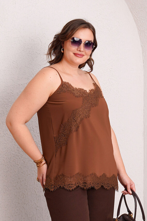 ASYMMETRIC LACE DETAIL CAMISOLE BLOUSE