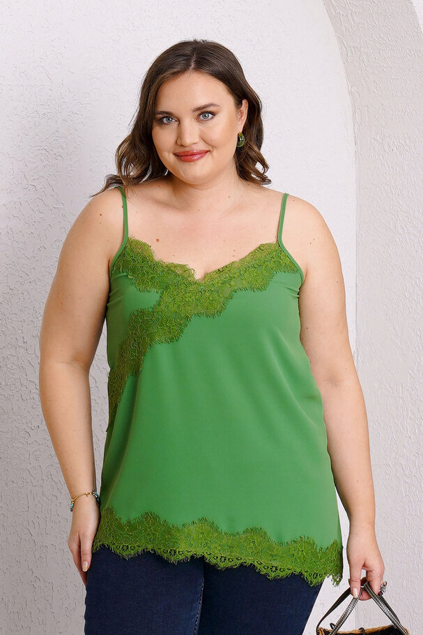 ASYMMETRIC LACE DETAIL CAMISOLE BLOUSE