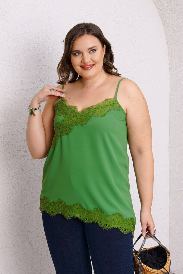 ASYMMETRIC LACE DETAIL CAMISOLE BLOUSE