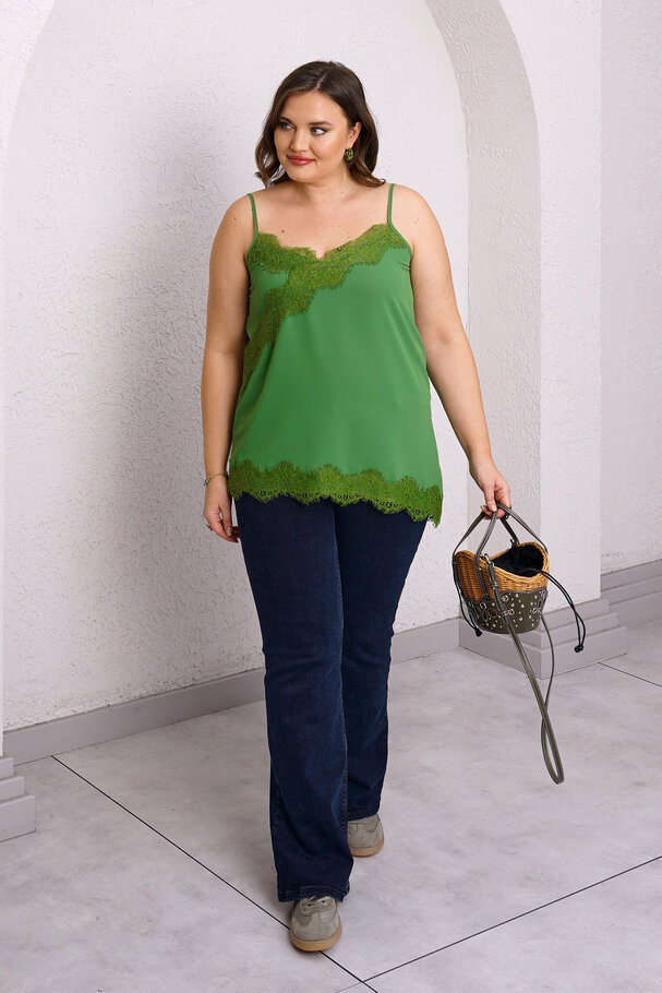 ASYMMETRIC LACE DETAIL CAMISOLE BLOUSE