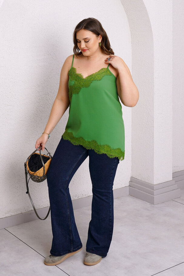 ASYMMETRIC LACE DETAIL CAMISOLE BLOUSE