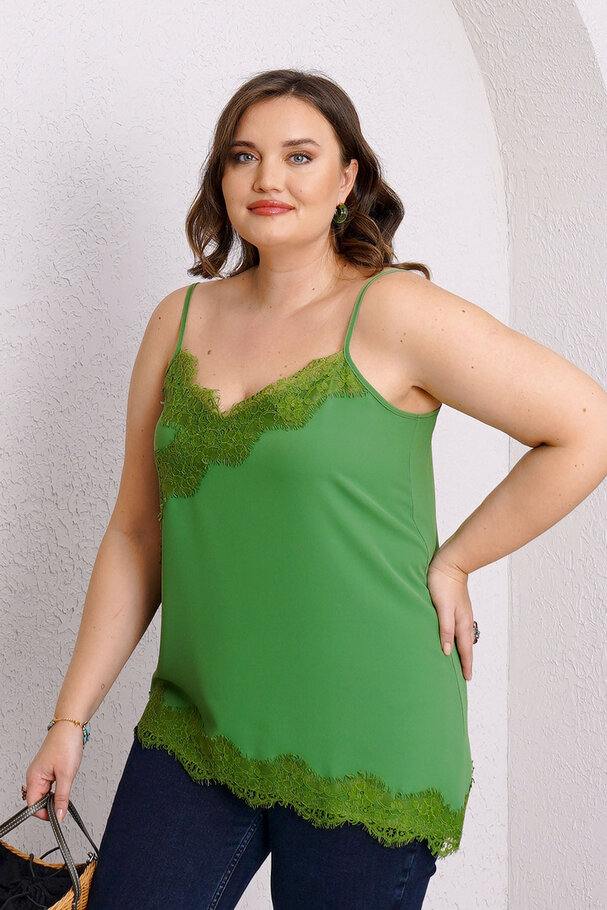 ASYMMETRIC LACE DETAIL CAMISOLE BLOUSE