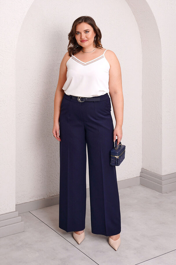 BELTED WIDE LEG FABRIC TROUSERS