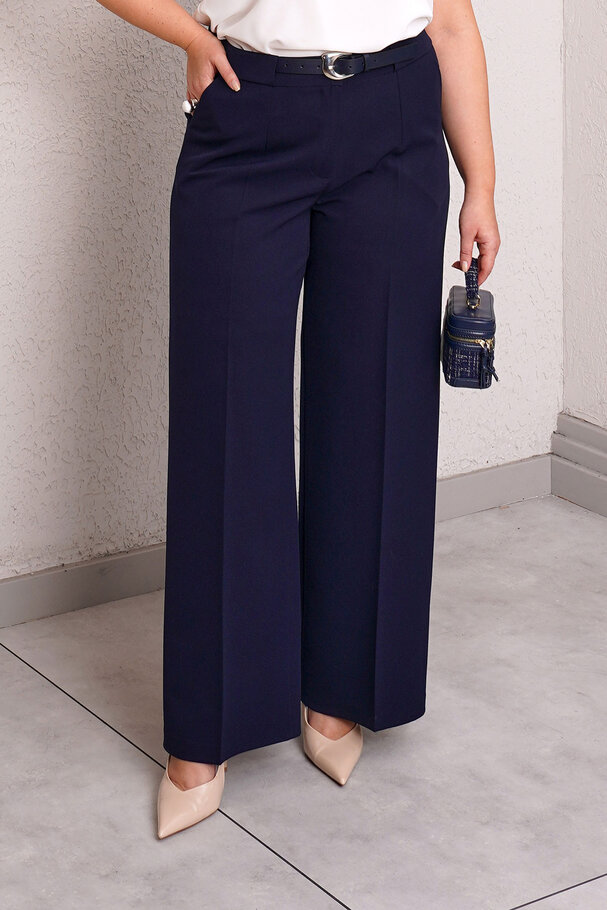 BELTED WIDE LEG FABRIC TROUSERS