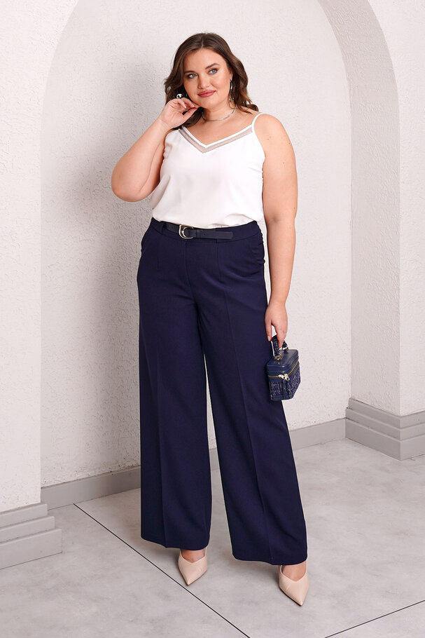 BELTED WIDE LEG FABRIC TROUSERS