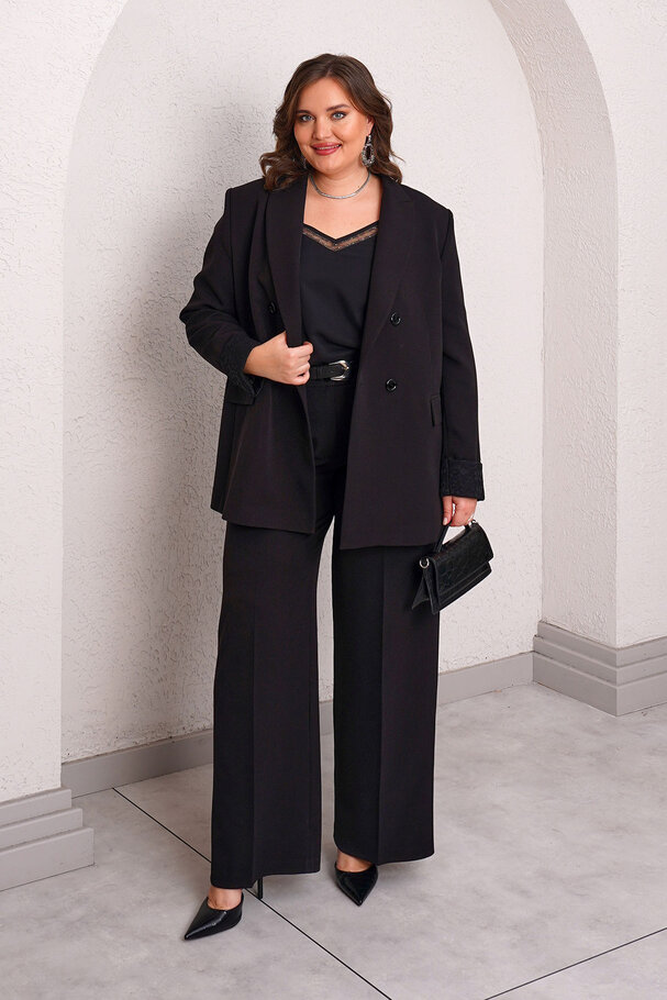 BELTED WIDE LEG FABRIC TROUSERS