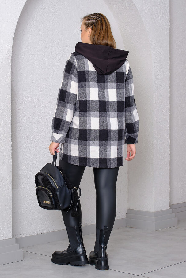 CHECK HOODED SHIRT