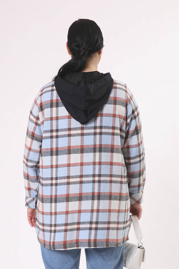 CHECK HOODED SHIRT