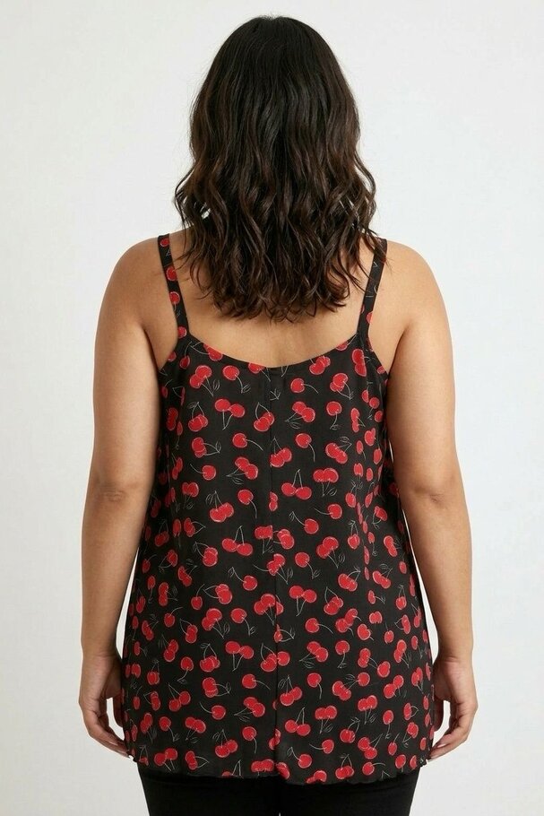 CHERRY PRINT TULLE BLOUSE