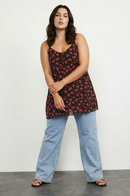 Büyük Moda - CHERRY PRINT TULLE BLOUSE (1)