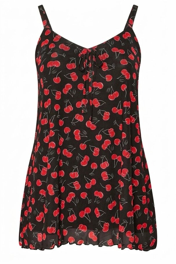 CHERRY PRINT TULLE BLOUSE