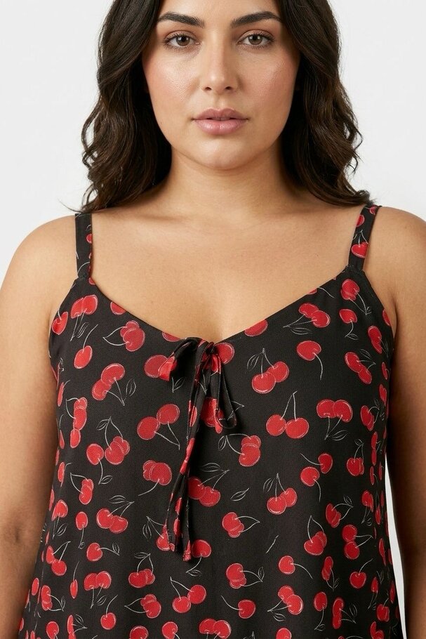 CHERRY PRINT TULLE BLOUSE