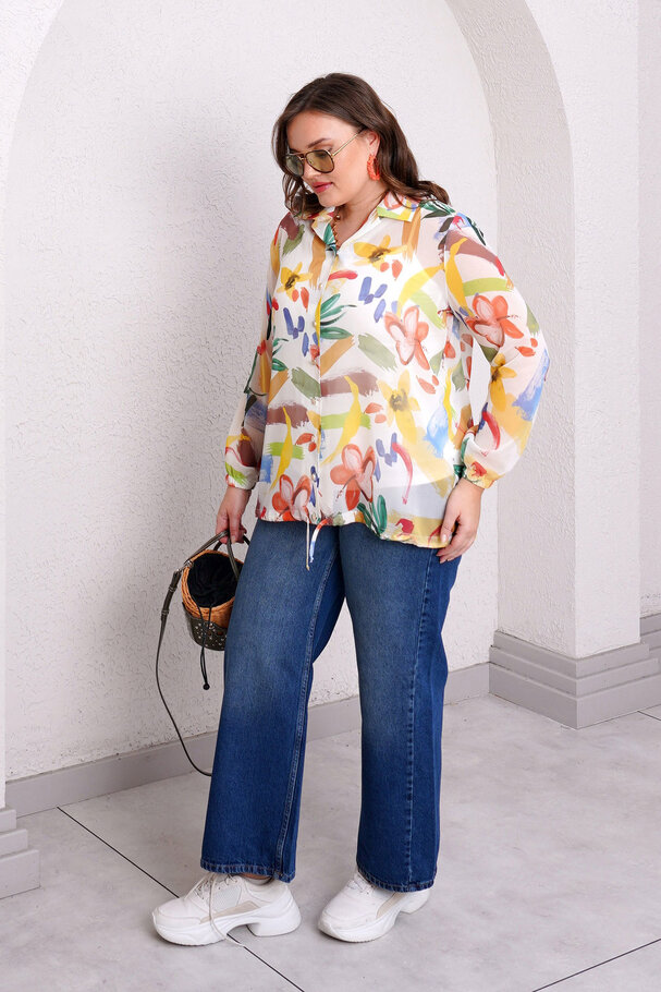 CHIFFON BLOUSE SHIRT WITH INNER CAMISOLE