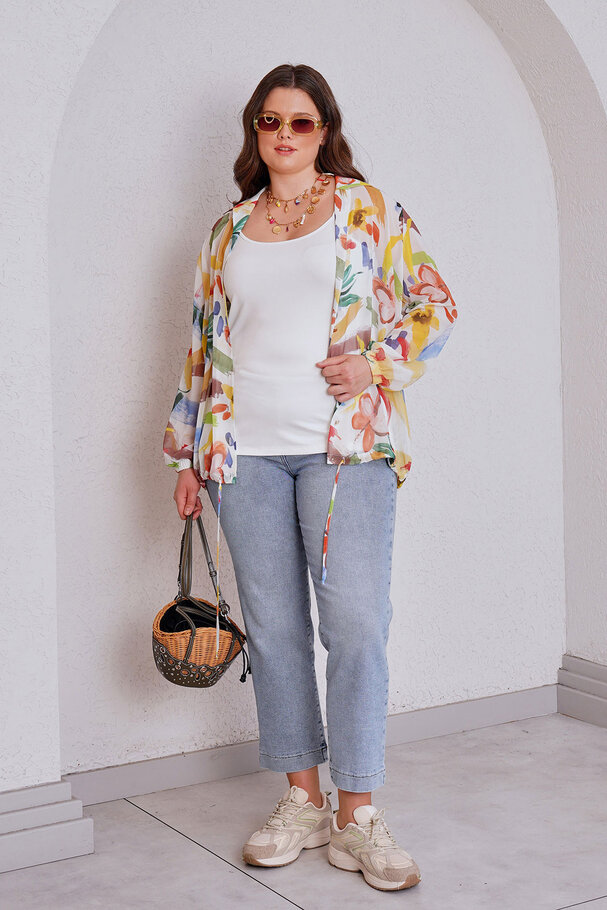 CHIFFON BLOUSE SHIRT WITH INNER CAMISOLE