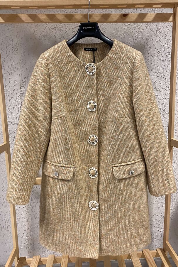 COAT WITH FAUX PEARLS