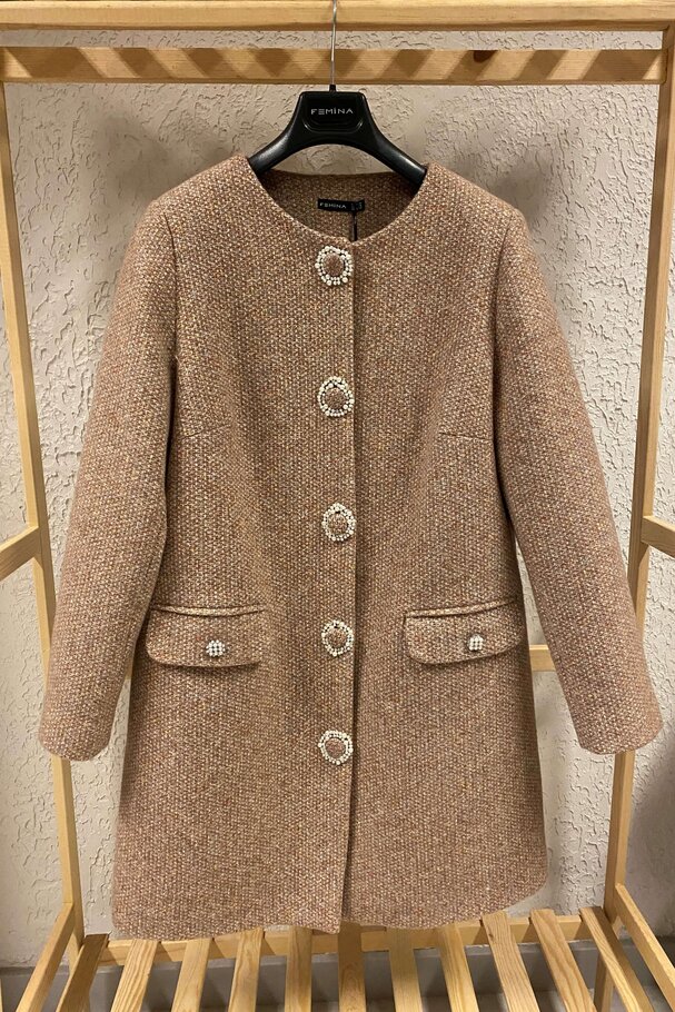 COAT WITH FAUX PEARLS