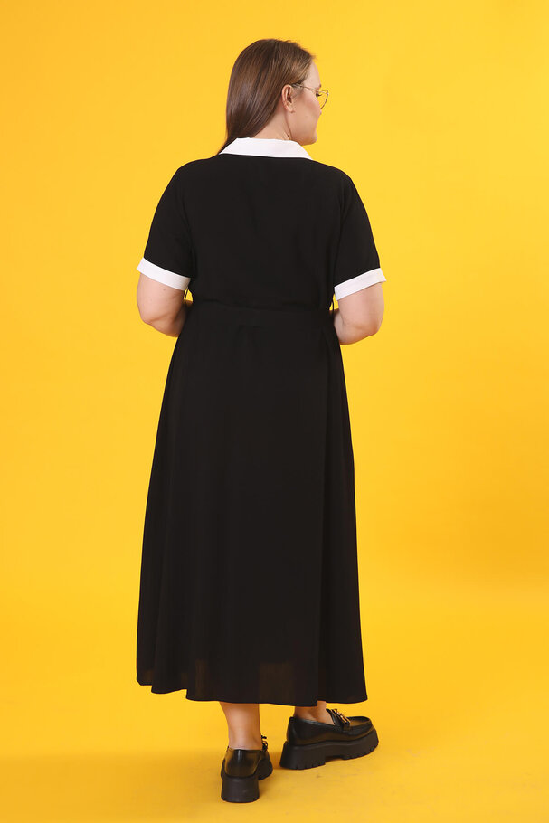 CONTRAST COLLAR VINTAGE DRESS