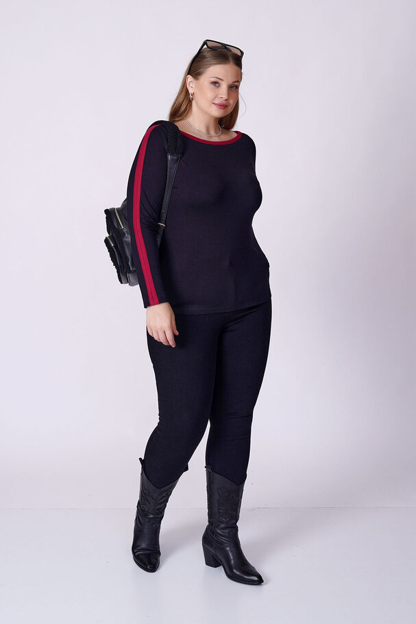 CONTRAST PIPING STRETCH TOP