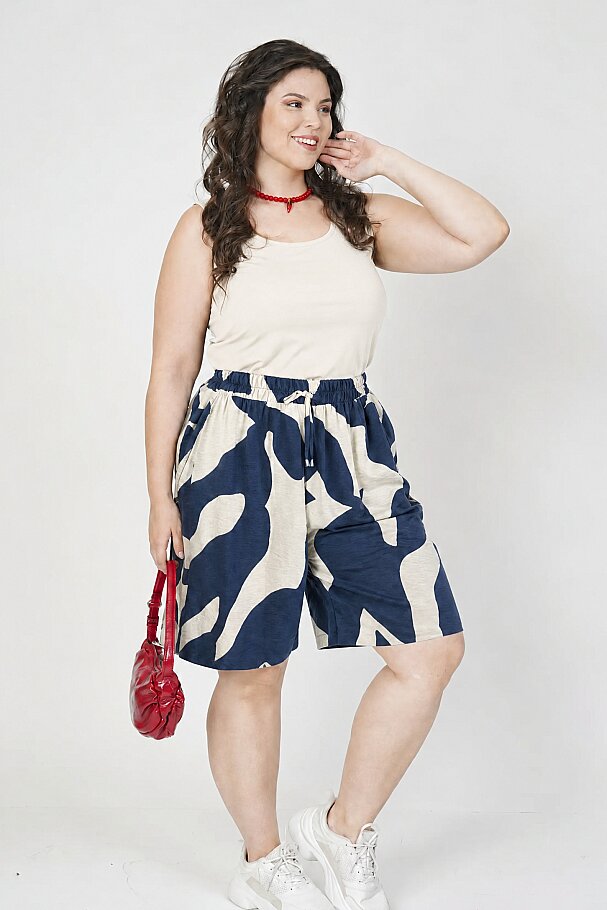 CONTRAST PRINT VISCOSE SHORTS