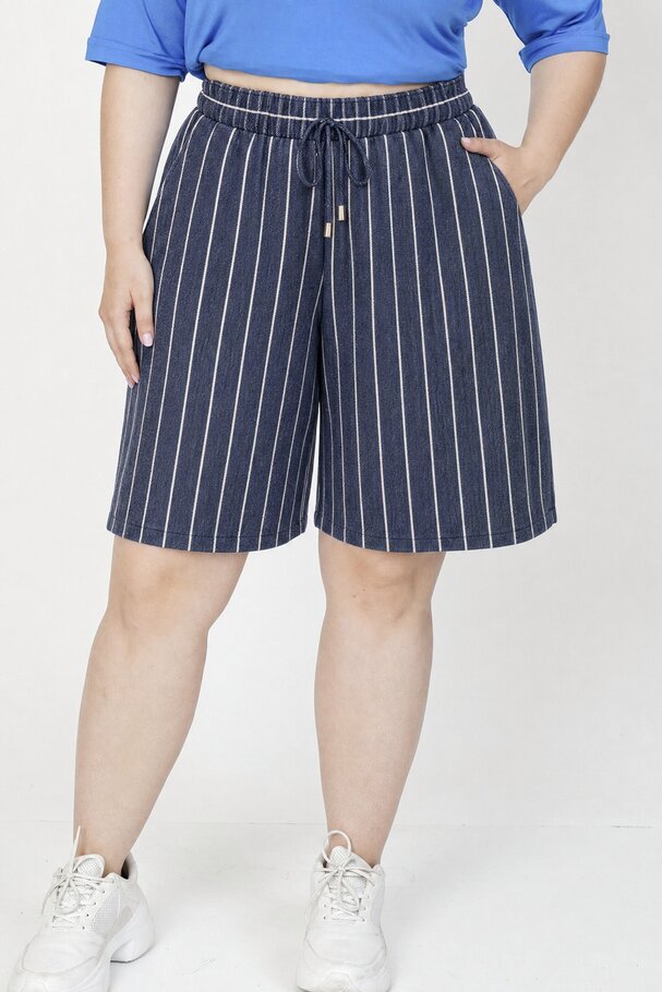 DENIM-LOOK STRIPED SHORTS