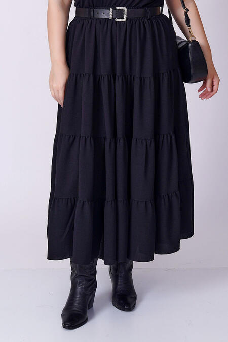  - DRAPED CREPE TIERED LONG SKIRT (1)