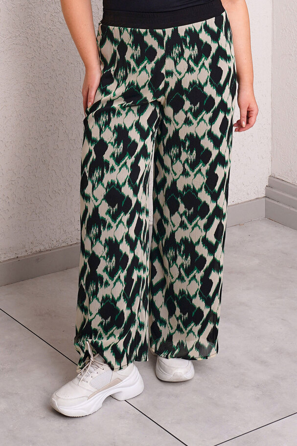ELASTIC WAIST CHIFFON WIDE LEG TROUSERS