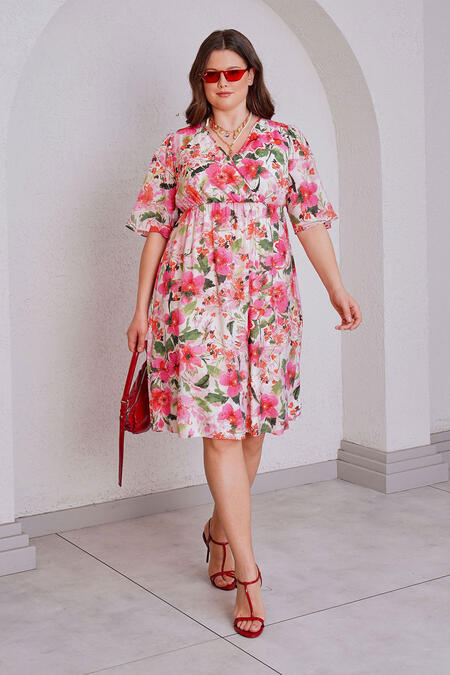 Büyük Moda - FLORAL LINED DRESS